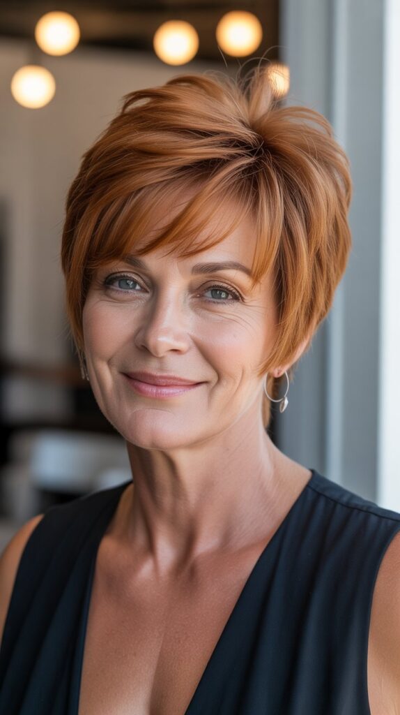 Top 32+ Short Hairstyles for Round Face Thin Hair Over 50 17 Layered Crop with Crown Volume