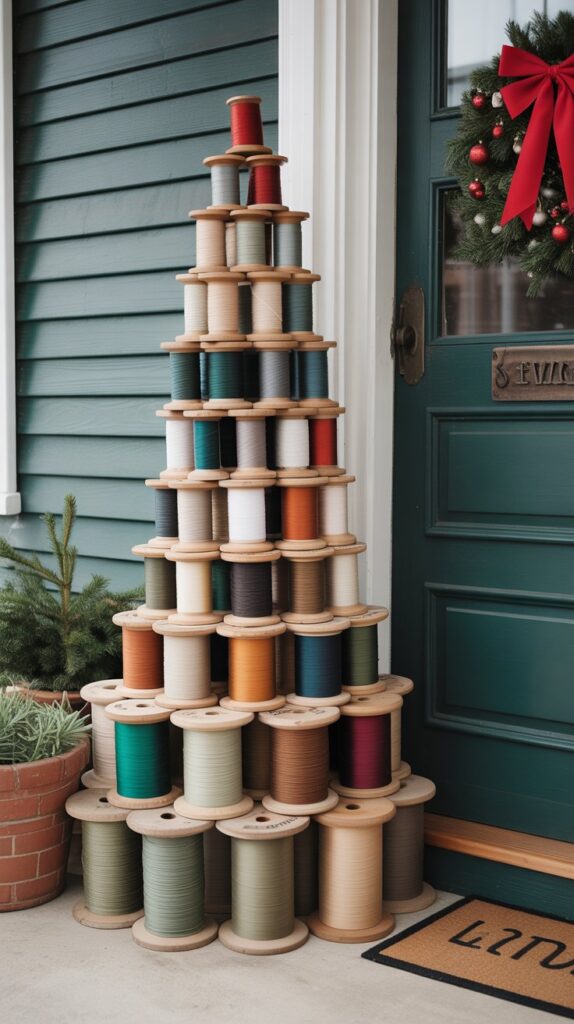 36 Wooden Christmas Trees for Your Front Porch Décor 33 Wooden Spool Christmas Trees