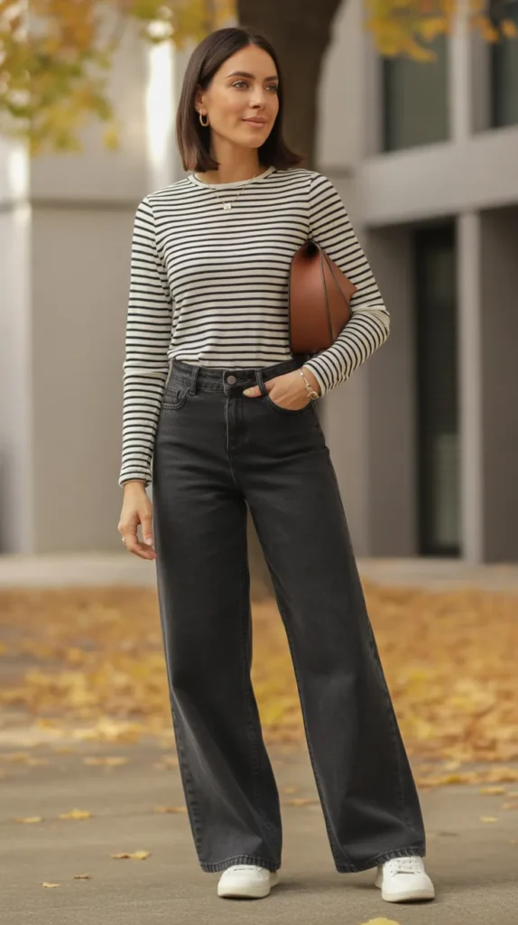 Striped Top and Wide-Leg Jeans