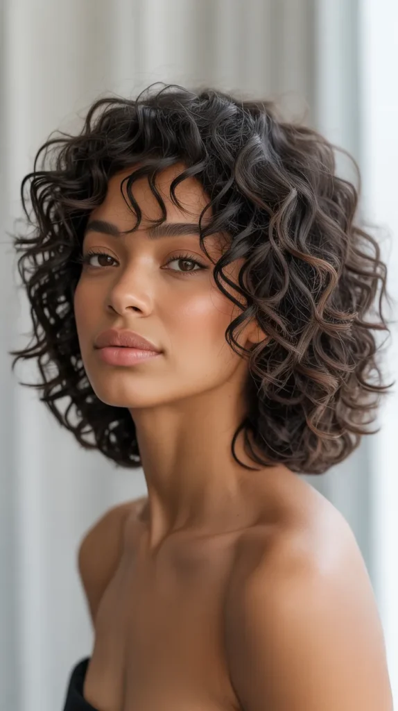 Textured Long Bob with Natural Curls