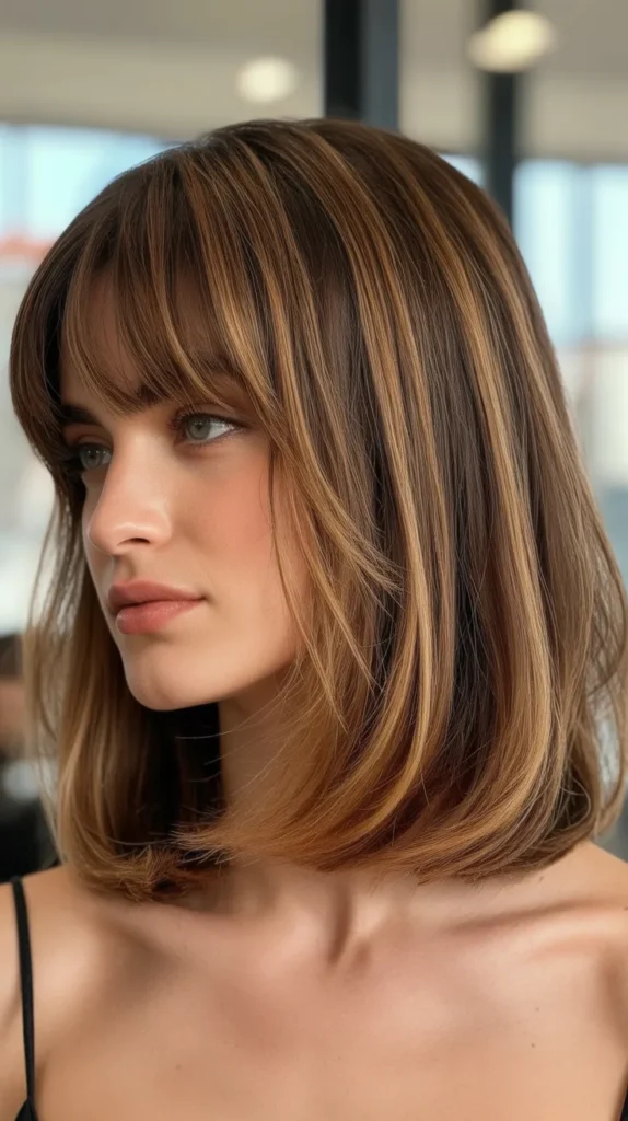 Shaggy Bob with Curtain Bangs for Square Faces