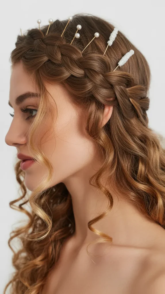 Halo Braid with Loose Curls