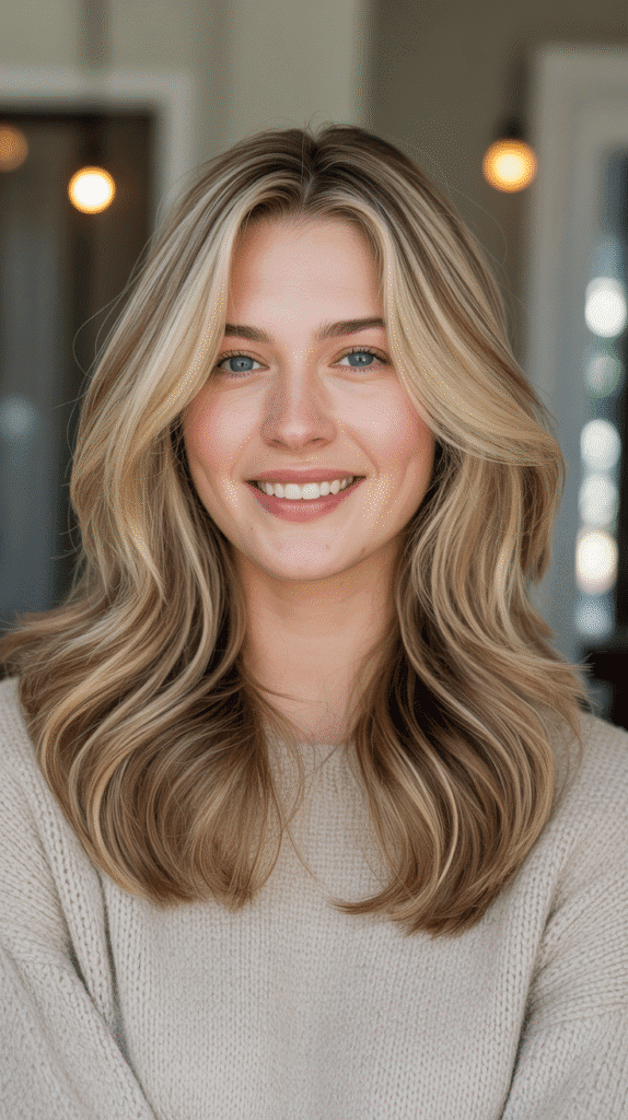 Cream Blonde Highlights with Cinnamon Lowlights