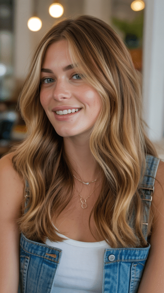 Wheat Blonde Highlights with Chestnut Lowlights
