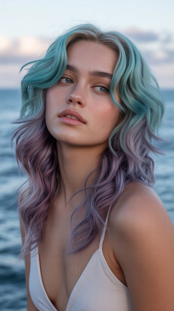 Turquoise and Lavender Dream Waves