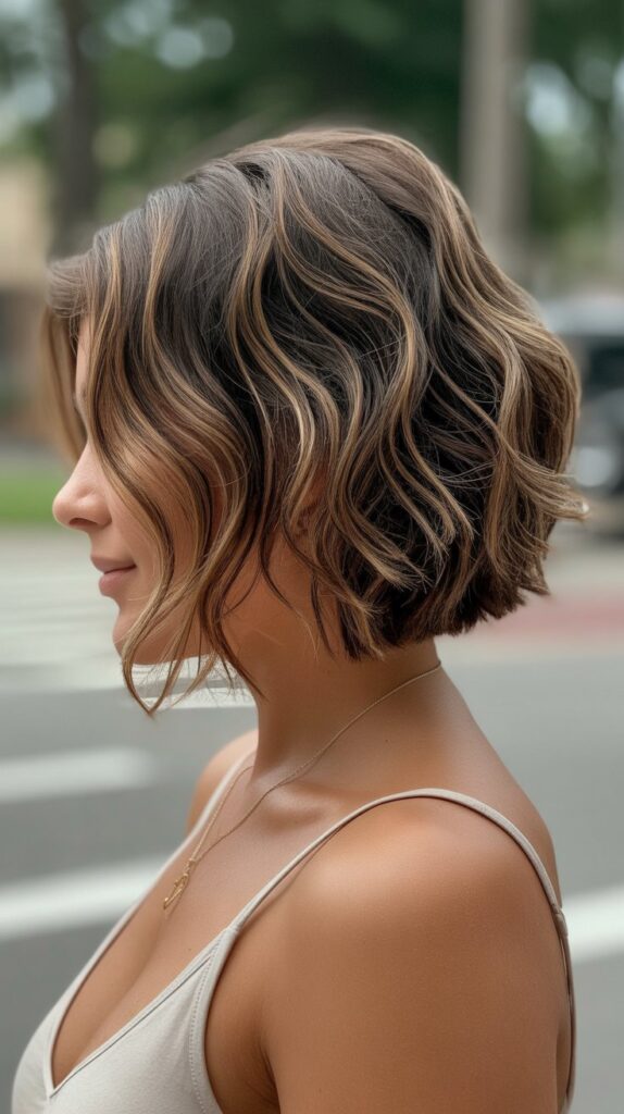 Best 32+ Inverted Layered Bob Hairstyles with Stacked Cuts Trendy Upgrade 8 Wavy Inverted Bob with Soft Stacked Graduation