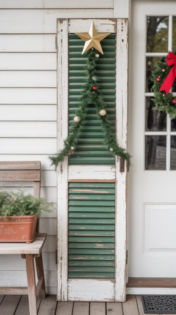 36 Wooden Christmas Trees for Your Front Porch Décor 21 Shutter Panel Christmas Trees