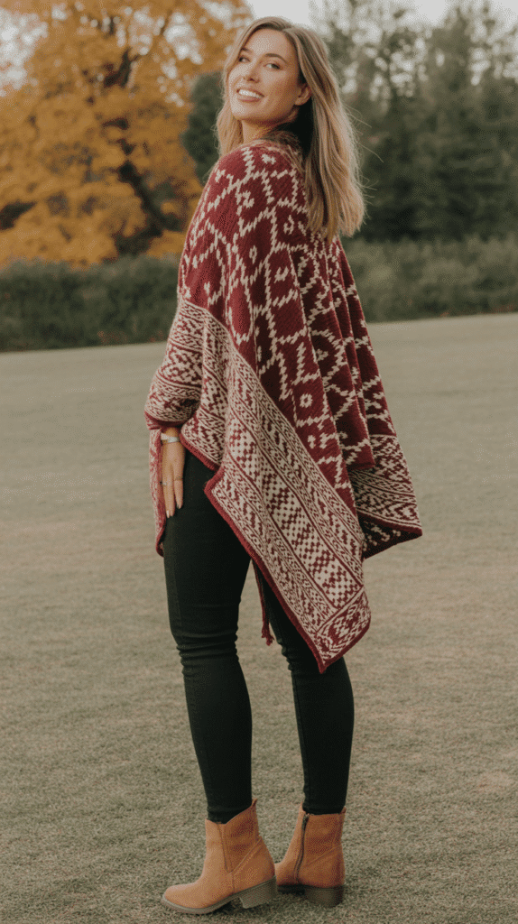 Poncho Over Slim Bottoms