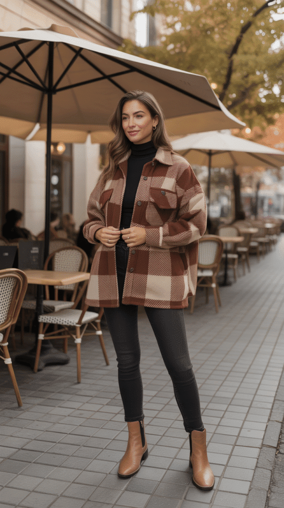 Shacket with Turtleneck Underneath