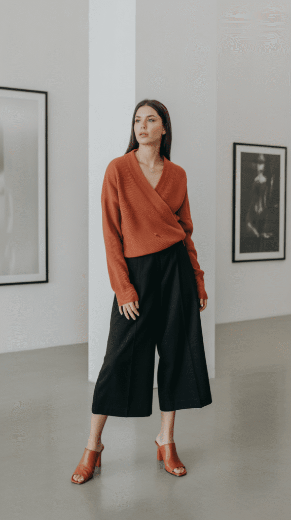  Wrap Sweater with Culottes