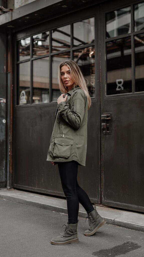 Military Jacket and Athletic Bottom