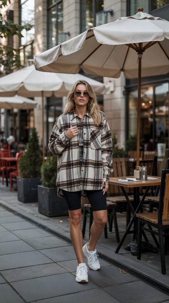 Shacket and Biker Shorts