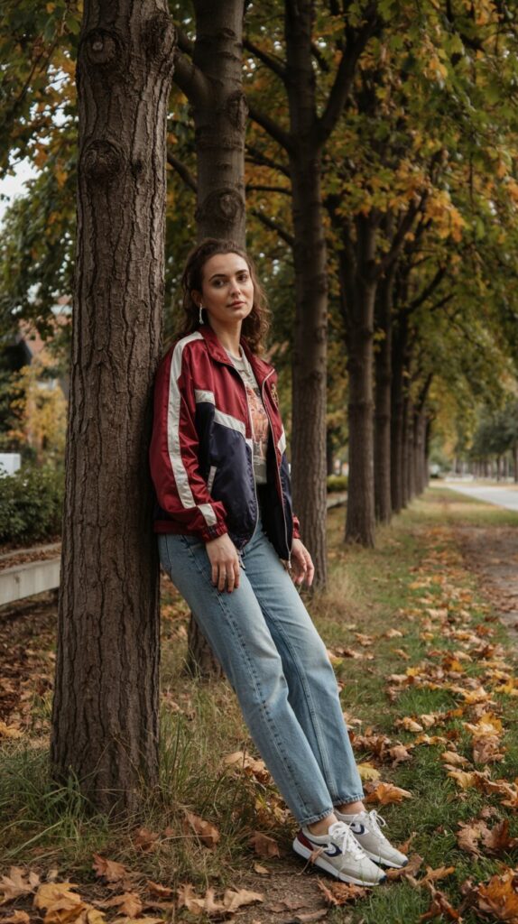 Track Jacket and Straight Leg Jeans