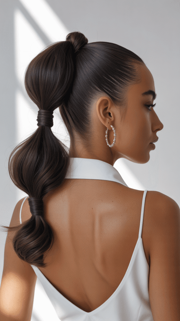 30 Simple and Stylish Greasy Hair Hairstyles 29 Asymmetric Low Ponytail with Twist