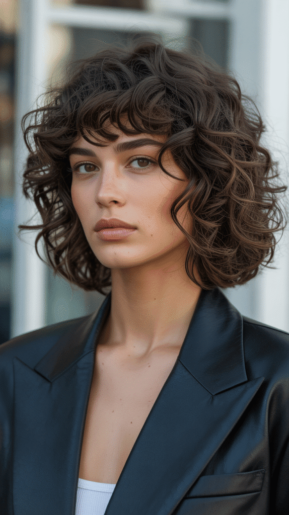 Blunt Cut Long Bob with Thick Curtain Bangs