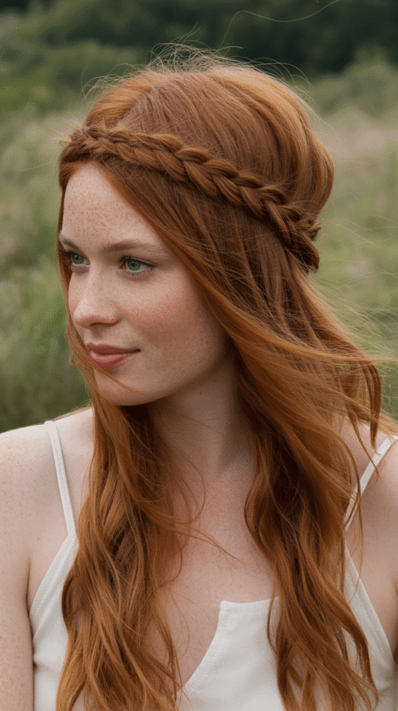 30 Simple and Stylish Greasy Hair Hairstyles 16 Braided Crown with Loose Hair