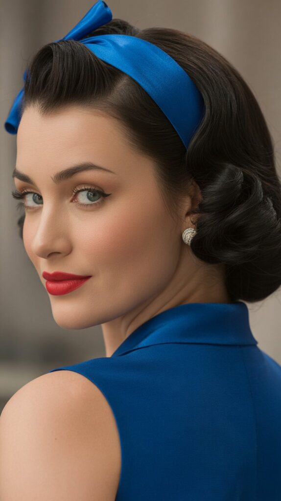 Vintage Pin Curls with Thick Satin Headband