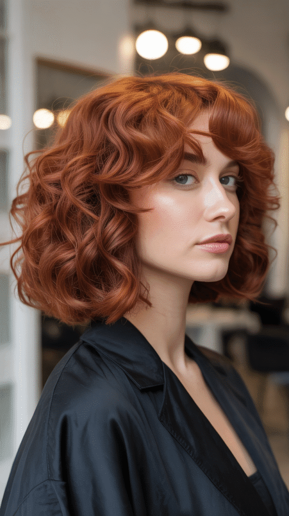  Graduated Long Bob with Full Curtain Bangs