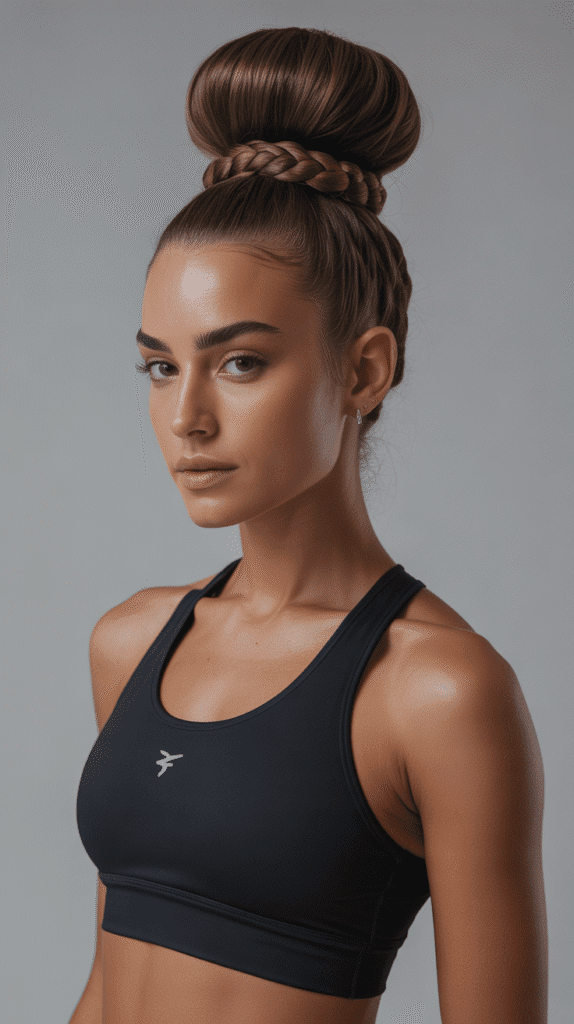 30 Simple and Stylish Greasy Hair Hairstyles 25 High Bun with Braided Band