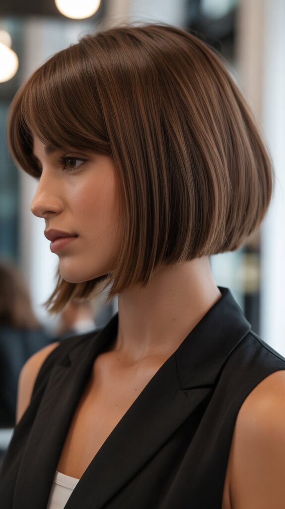 Inverted Long Bob with Curtain Bangs