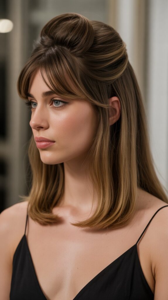 Long Bob with Curtain Bangs and Volume at Crown