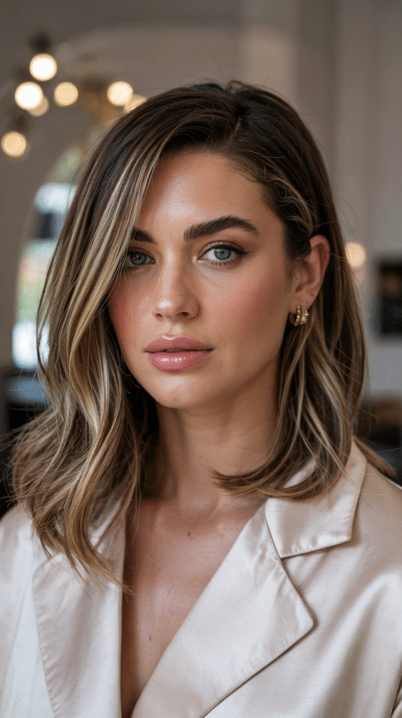 Long Bob with Curtain Bangs and Deep Side Part