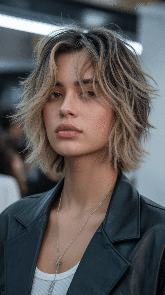 Top 30 Feminine Short Hair for Round Faces 4 Choppy Shag Bob