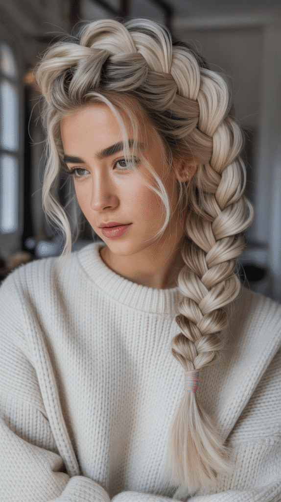 30 Adorable Cute Winter Hairstyles with Braids 12 Pull-Through Braid