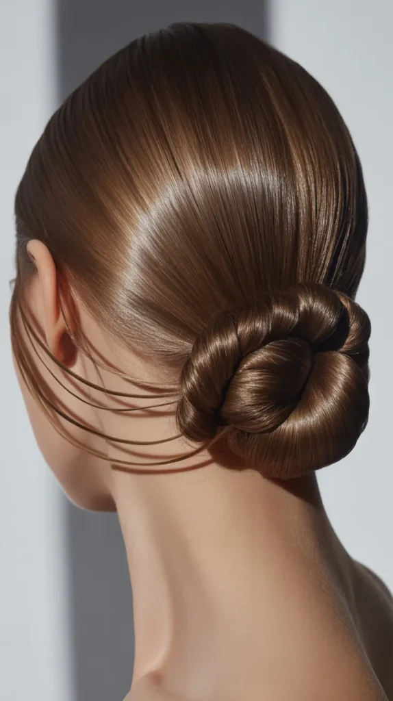 Sleek Low Bun with Wrapped Braids