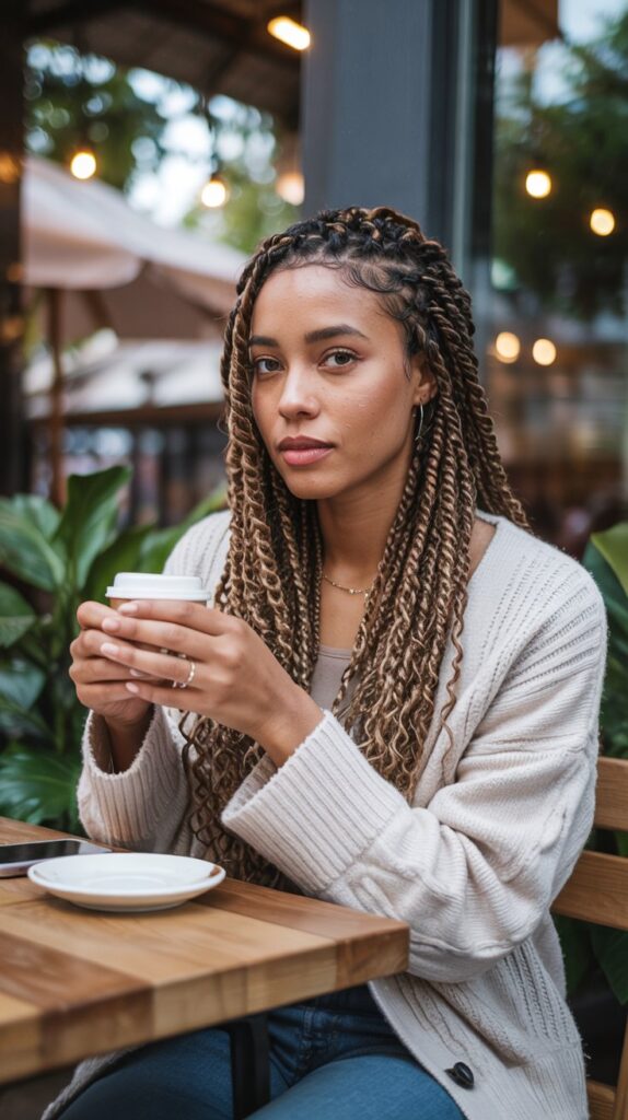 27 Stunning Winter Hair Braids for Black Hair 16 Bohemian Box Braids for Relaxed Winter Style