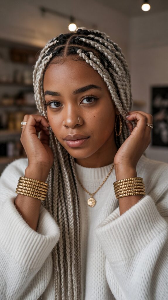 27 Stunning Winter Hair Braids for Black Hair 3 Fulani Braids with Decorative Winter Accessories