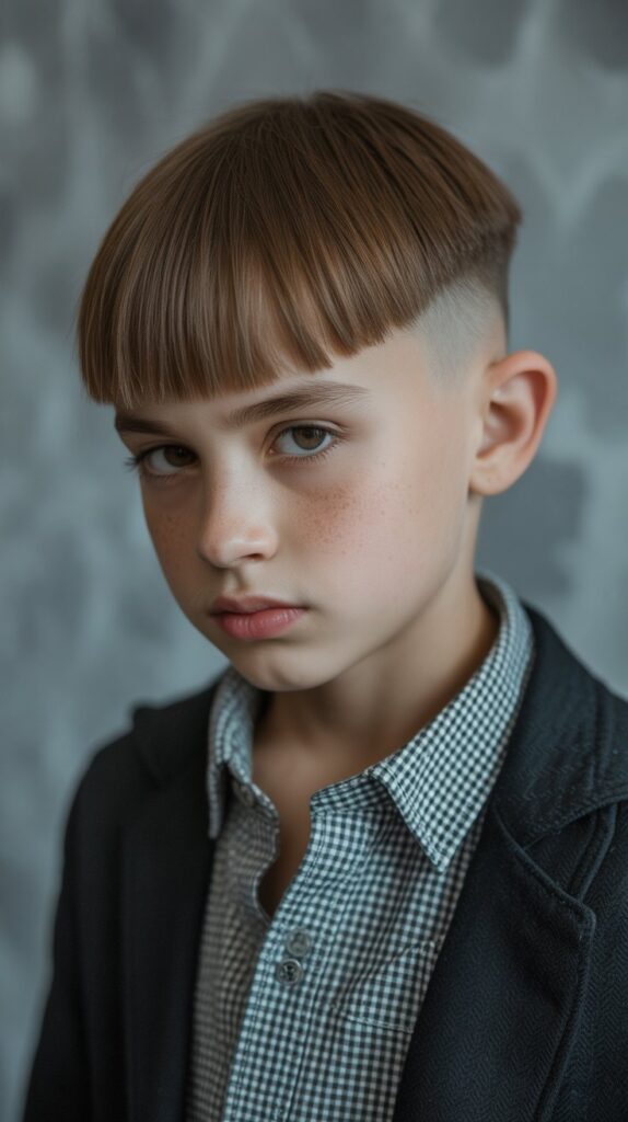 25 Little Boy Haircuts for Straight Hair That Always Look Neat 24 Blunt Fringe with Undercut