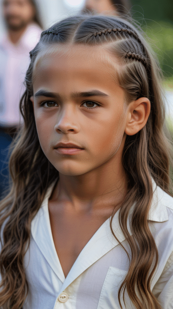 24 Long Little Boy Haircuts Perfect for Trendy Kids 23 Long Hair with Braided Details