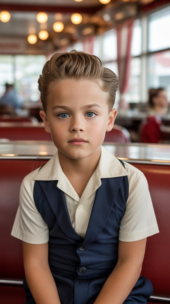 25 Little Boy Haircuts for Straight Hair That Always Look Neat 16 Pompadour (Junior Version)