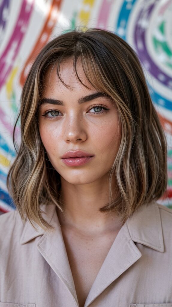 Long Bob with Baby Curtain Bangs