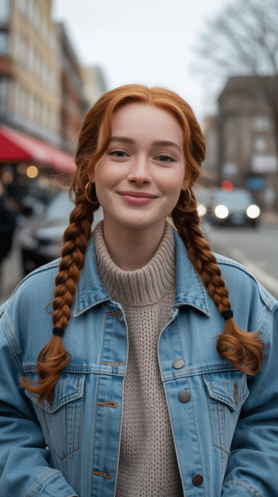 30 Adorable Cute Winter Hairstyles with Braids 16 Braided Pigtails