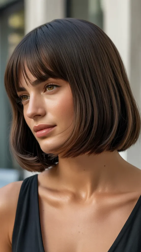 Long Bob with Curtain Bangs and Hidden Undercut