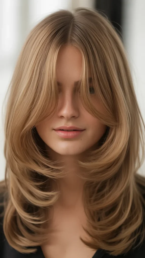 Romantic Layers With Curtain Bangs For Fine Hair