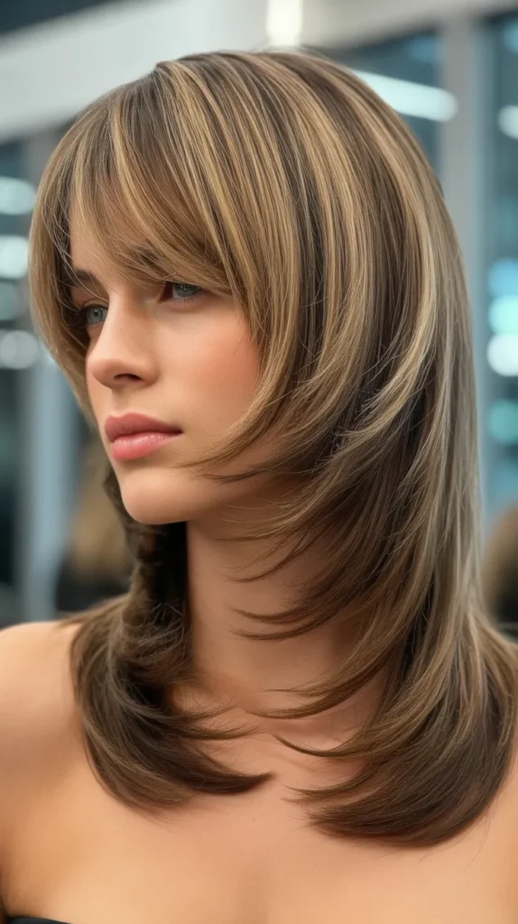 Feathered Layers with Long Bangs