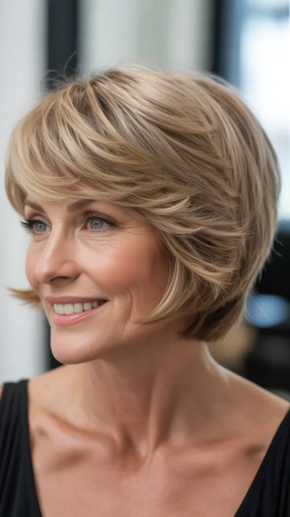 Voluminous Bob with Stacked Crown Layers