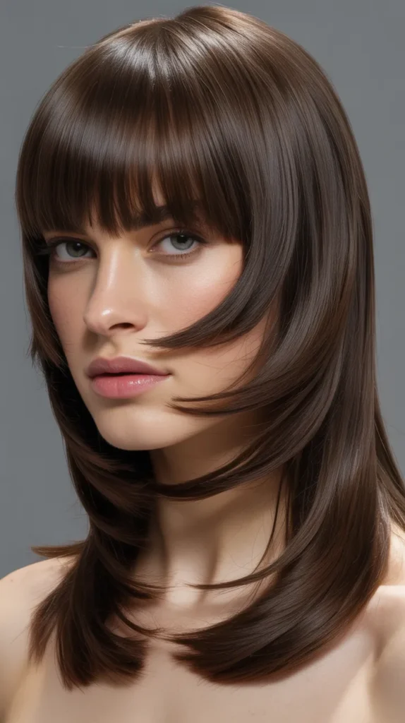  Sleek Layers with Polished Bangs