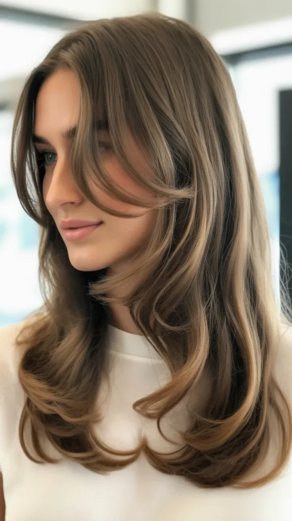 Minimal Layers With Curtain Bangs For Maximum Length