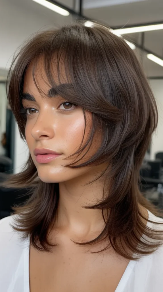 Razored Ends with Brow-Skimming Bangs