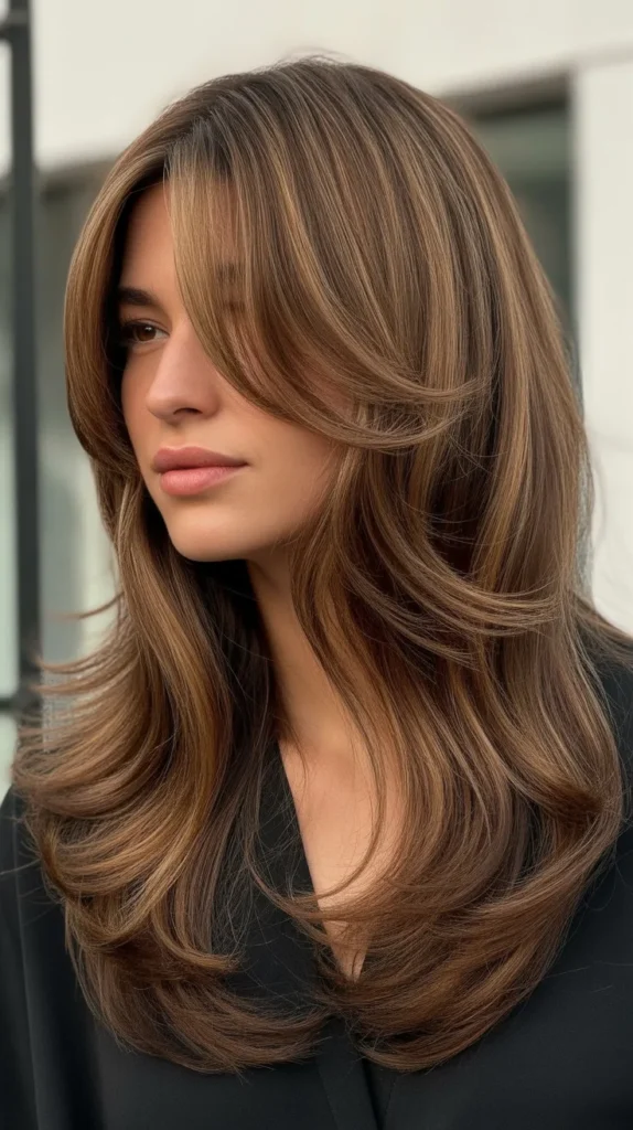 Voluminous Layers With Curtain Bangs And Face-Framing Pieces