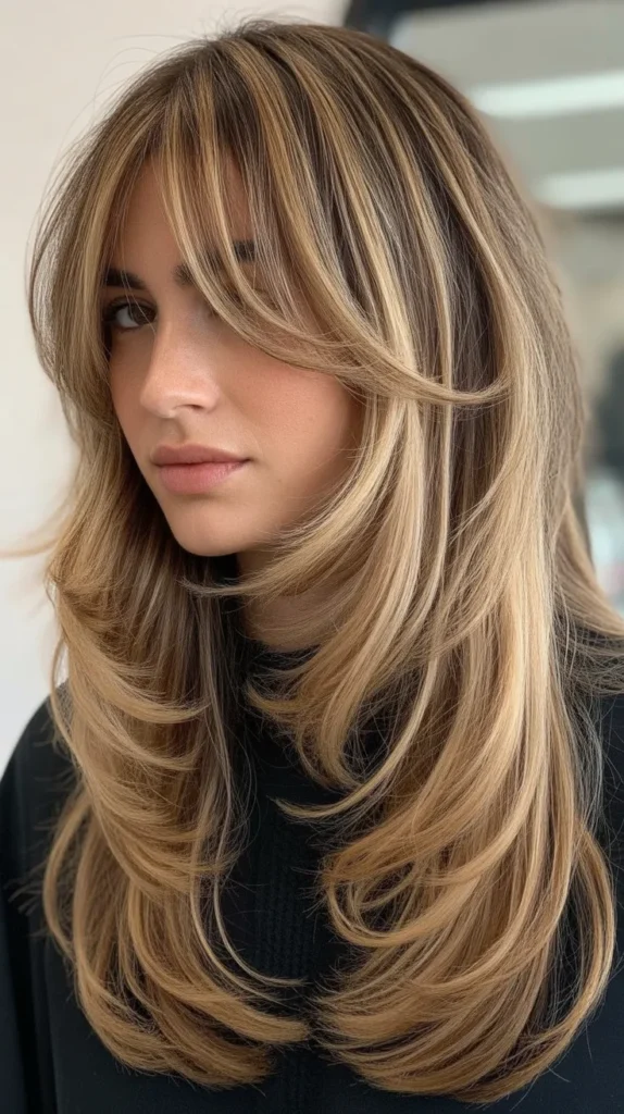 Razor-Cut Layers With Piece-y Curtain Bangs