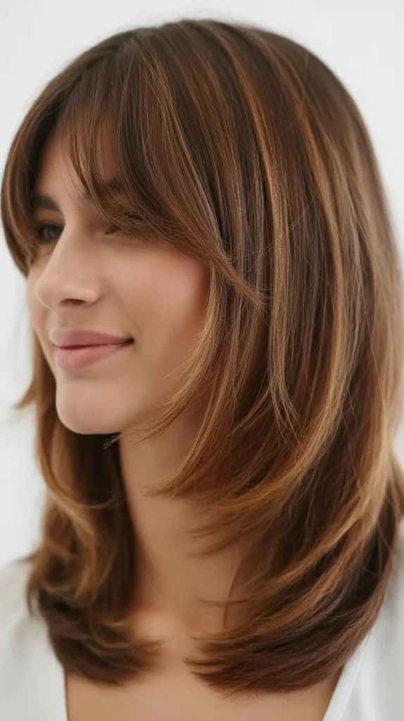 Long Shag With Curtain Bangs