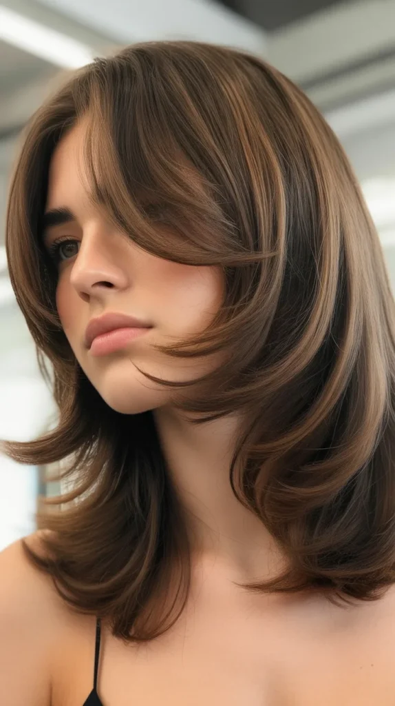  Face-Framing Layers with Curtain Bangs