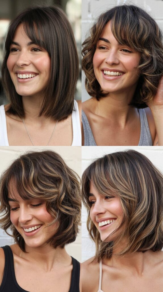 36 Easy-Styling Bob Haircuts With Long Bangs for Busy Days 34 Layered Bob With Long Curtain Bangs
