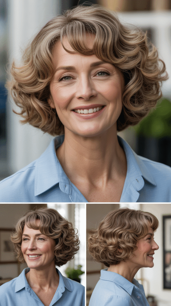 Curly Bob with Blunt Ends