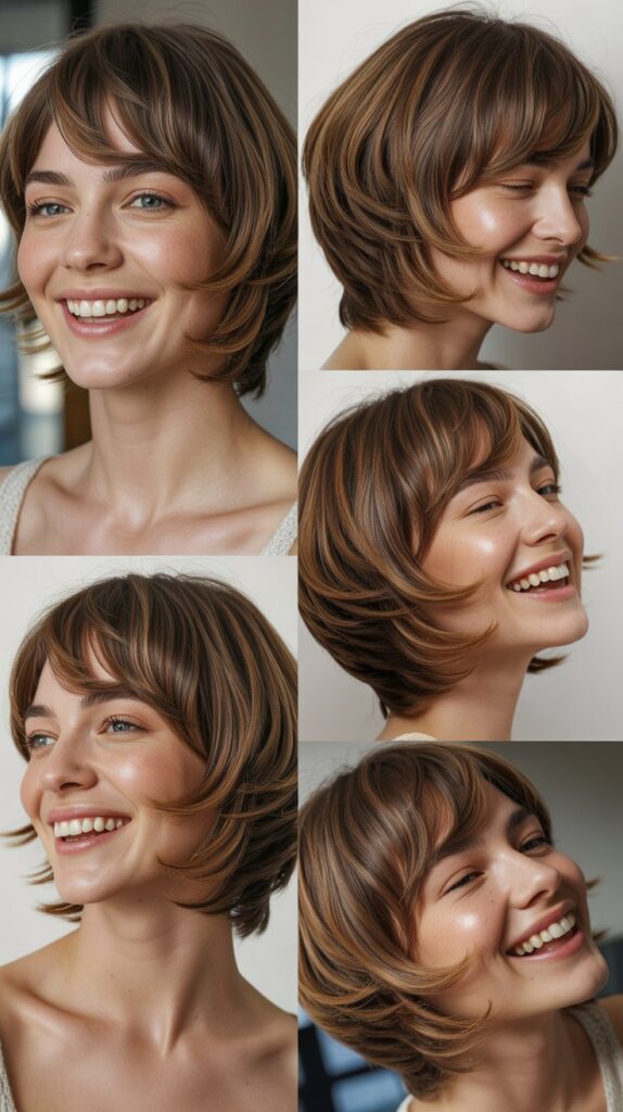 Swoopy Bangs with Medium Layers